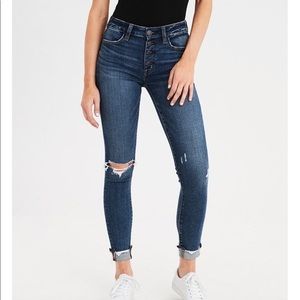 American Eagle Outfitters High Rise Ripped Jegging Crop Jeans